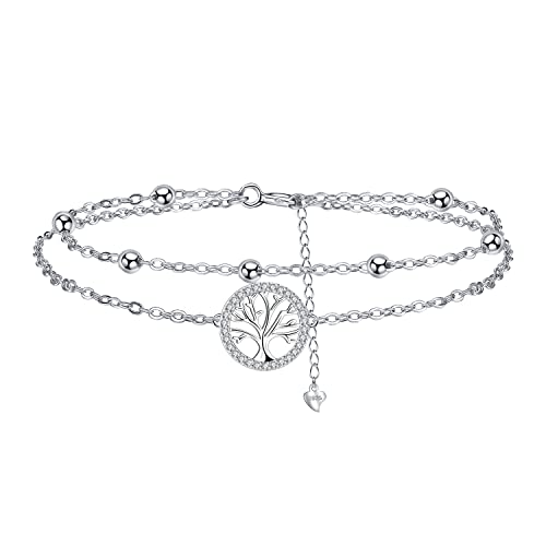 Yinsen Pulseiras para mulher, prata de lei 925 pulseira, ajustável 17 4 cm, presentes para o dia da mãe para a mãe, Prata esterlina, Zircônia cúbica