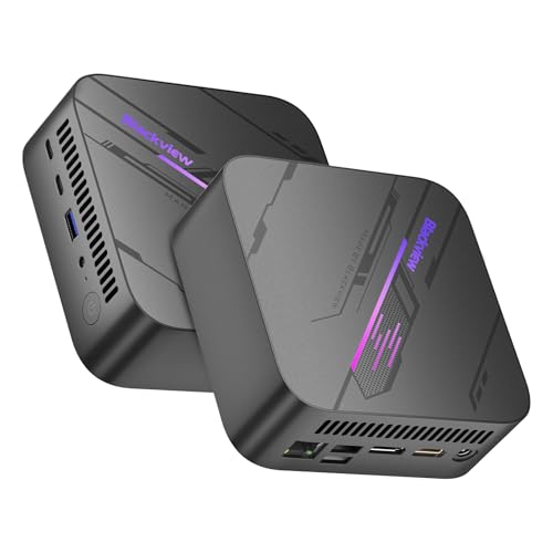 Blackview MP100 Mini PC W-11 Pro, AMD Ryzen 7 5825U (8C/16T, até 4,5 GHz), Wi-FI 6, BT 5.2, Dual LAN, USB 3.2, 16 GB DDR4, 512 GB SSD, ecrã triplo 4K, mini computador para Escola do escritório.