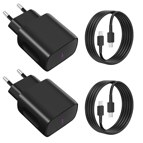 Vemfay Carregador USB C de 2 x 25 W, carregador tipo C de carregamento rápido para Samsung S25/S24/S23/S22/S21/S21 Ultra, 20 FE, A16/A15/A56/A55/A34, para Huawei, Xiaomi Mobile Tomada C Cabeça de