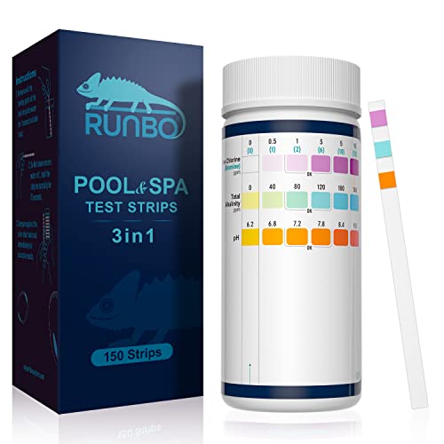 RUNBO 150 tiras tiras de teste 3 em 1, tiras de teste para piscina e SPA, para banheira de hidromassagem pH teste, alcalinidade, cloro, kit de prova de água piscina preciso