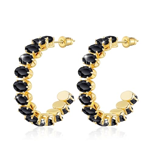 Linawe Brincos tipo argola de aço inoxidável para mulher, brincos atraentes, hipoalergénicos, grandes, modernos, disponíveis em ouro e prata