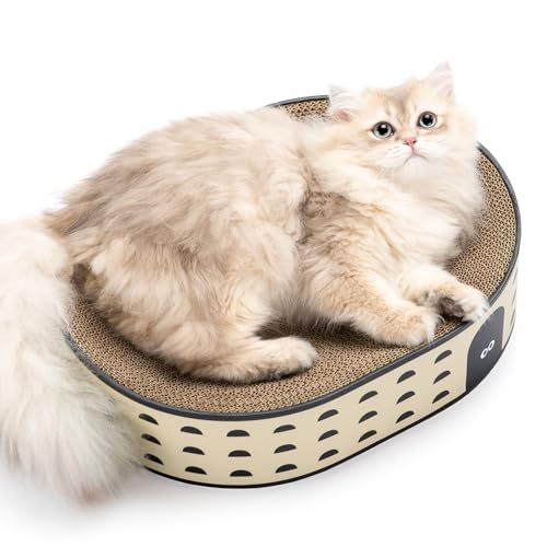 Conlun Raspador para gatos cama oval 2 em 1, sem desordem com base selada, cartão ecológico sem montagem, sofá raspador elegante em 4 cores modernas móveis para gatos