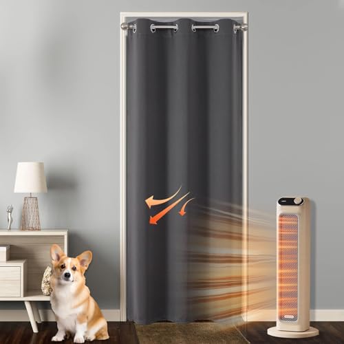 Joydeco Cortinas opacas com ilhoses, 1 unidade, cortina de porta térmica, isolam frio e calor para sala de estar modernas, quarto