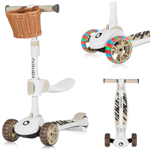 Lionelo Franky - Bicicleta e trotinete 2 em 1 para crianças até 50 kg, adequada para crianças dos 1 aos 7 anos com assento e guiador ajustáveis, rodas LED, moldura reforçada, plataforma