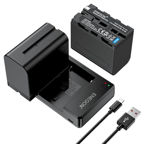 ENEGON NP-F970 Bateria (8400 mAh 2-Pack) e kit de carregador LCD compatível com Sony NP-F980 NP-F970 NP-F960 NP-F950 NP-F930 NP-F770 NP-F750 NP-F750 NP-N750 NP-N750 NP-NP-N750 NP-NP-N750 NP-N750