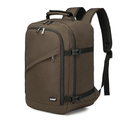 Kono Ryanair - Bolsa de viagem para debaixo do assento, mochila de mão, mala de bagagem de mão, mochila para computador portátil, Castanho, S, Mochila