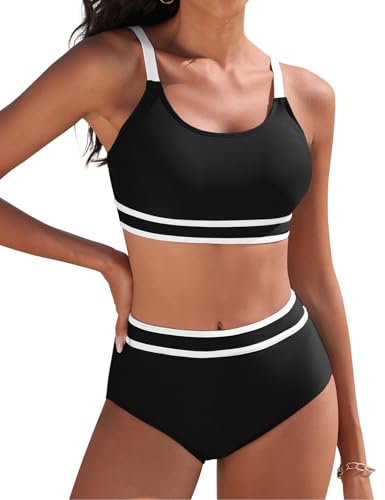 Tuopuda Biquíni mulher push-up desportivo cintura alta fato de banho duas peças conjunto de biquíni biquíni biquíni com enchimento biquíni top com brasileiro cuecas alta natação praia piscina