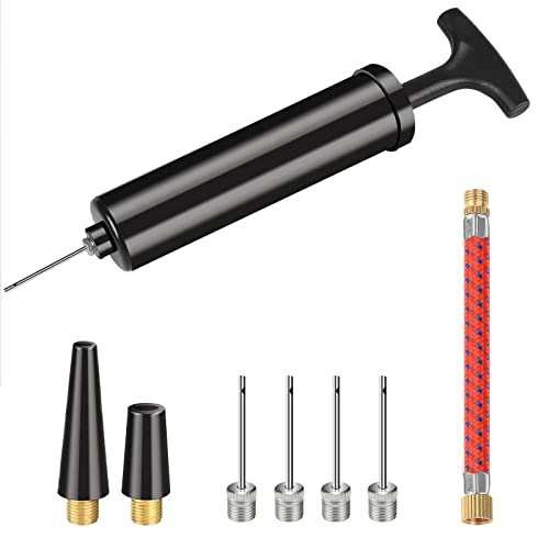 Sukudon - Bomba de balão com 4 agulhas de bomba de bola, 2 bicos e 1 mangueira para futebol