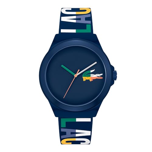 Lacoste Relógio analógico de quartzo para homem coleção NEOCROC com correia de silicone azul-marinho - 2011184, azul, Tamanho único, 2011184-AMZUK