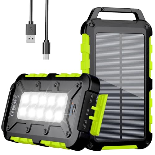 Carregador solar 26800 mAh, Solar Power Bank PD15 W 3,0 A carregamento rápido bateria externa portátil com 2 USB-A saída e 1 USB-C entrada com lanterna LED para tablet campismo