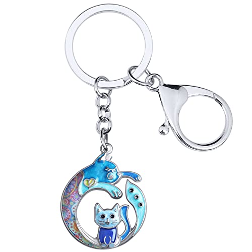 Porta-chaves de liga esmaltada para o dia da mãe, porta-chaves de gato salsicha para mulheres e meninas, bolsa de joias inovadora, carteira de encantos de carro, marinho, 32 mm x 29 mm, MARINHO