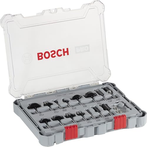 Bosch Conjunto profissional misto de brocas fresadoras de 15 peças (para madeira, haste de Ø 6 mm, acessórios de fresagem)