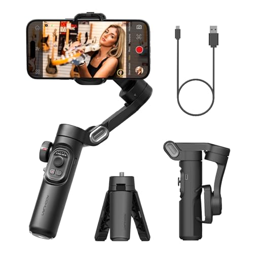 AOCHUAN Estabilizador de cardan Smartphone iPhone vídeo: Estabilizador de iPhone Cardan Smartphone dobrável 3 eixos portátil Android Gimbal TikTok Youtube Vlog gravação, Smart XE