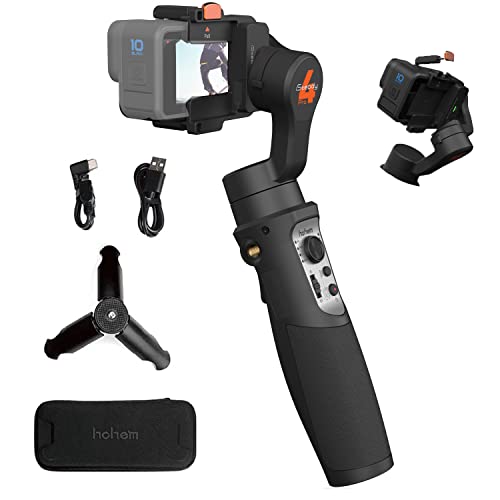 hohem iSteady Pro 4 Estabilizador gimbal para Gopro Hero 13 12 11 10 9 8 7 6 5 Osmo Action Insta360 One R, câmara de ação, clipe de libertação rápida, IPX4 à prova de salpicos, controlo sem fios Fio