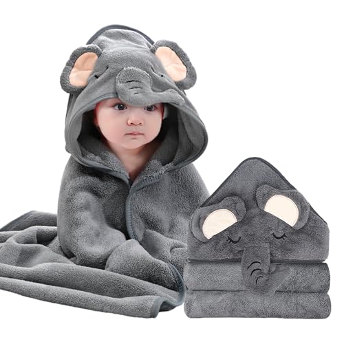 1 peça toalha de banho com capuz para bebé, toalha de banho de bambu orgânico, toalha com capuz, macia e super absorvente, lavável na máquina, toalhas de banho para crianças pequenas, 0-3 anos