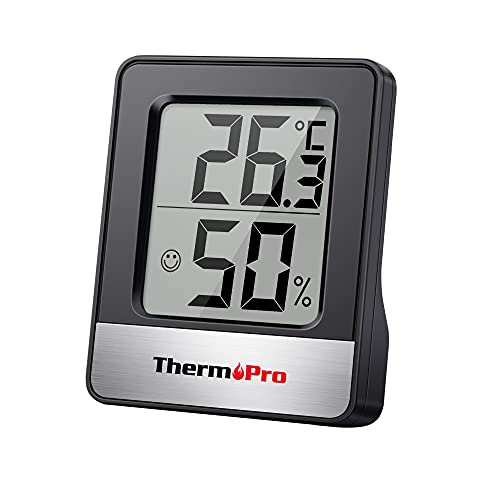 ThermoPro TP49 Pequeno higrómetro digital, termómetro interno para controlar a temperatura e medir a humidade, para conforto no escritório e em casa, termómetro para réptil