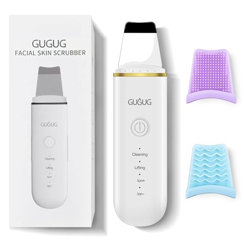 GUGUG Peeling ultra-sónico facial, Skin Scrubber, limpador facial, esfoliação facial 4 modos para limpar os poros e cuidar da pele, USB recarregável, dispositivo de beleza