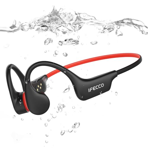 IFECCO Auriculares de natação Bluetooth 6.0 - IP68 resistente à água auriculares condução osea natação, capacetes condução osso com 8G Mp3 para nadar correr ciclismo