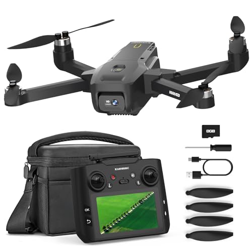 K600 GPS drone com câmara 4K, controlo remoto com ecrã UHD, drone resistente ao vento com cartão SD, voo estacionário automático para adultos, drone com saco de armazenamento portátil