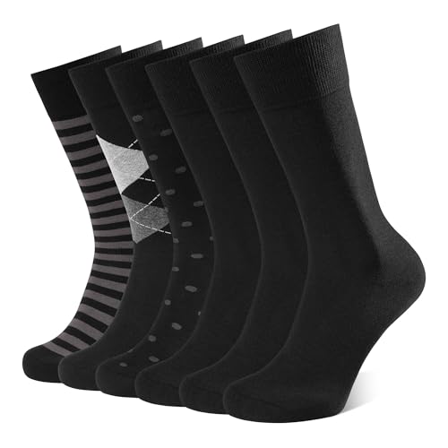 CLOSEMATE 6 pares meias executivas homem altas finas respiráveis longas sem costuras de trabalho elásticas fato vestir algodão pretos