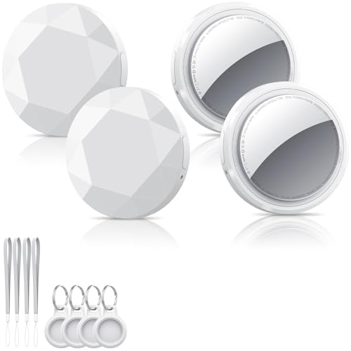Smart Air Tracker Tag 4 Pack, Localizador de objetos Bluetooth funciona com a pesquisa da Apple (apenas iOS), localizador Bluetooth, rastreador para chaves, carteira, mochila, bateria substituível