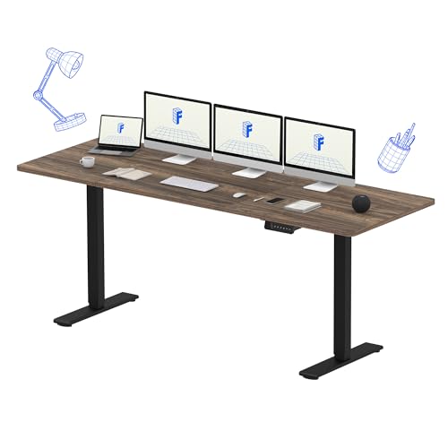 FLEXISPOT Mesa elétrica elevável mesa regulável em altura, 200 x 80 cm, com 2 potentes motores secretária estável secretária de pé elétrico regulável em altura com função memória (preto + castanho)