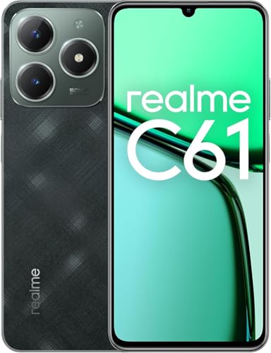 realme C61 Smartphone 4G, 6+256 GB, bateria de 5000 mAh, ecrã ocular de 90 Hz, chipset potente Octa-Core, câmara AI de 50 MP, motor de aumento AI, verde escuro (sem adaptador)