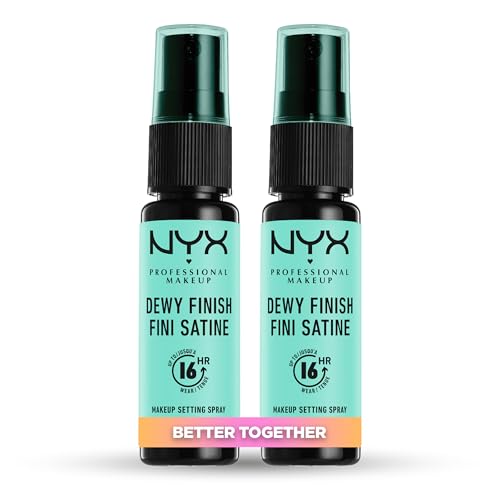 NYX Professional Makeup Spray fixador Makeup Setting Spray, longa duração, leve, fórmula vegana, acabamento Dewy (hidratado), pack duplo, 60 ml