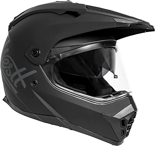 Westt Cross Capacete integral para motocross ou scooter, com viseira dupla, preto mate, unissexo, certificado ECE