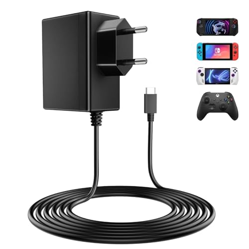 NEUTYPECHIC Carregador para Nintendo Switch, adaptador de corrente de 39 W com cabo Switch de 1,5 m 5 FT, compatível com Nintendo Switch, Switch Lite, Switch OLED, Switch Deck Dock e Switch Pro