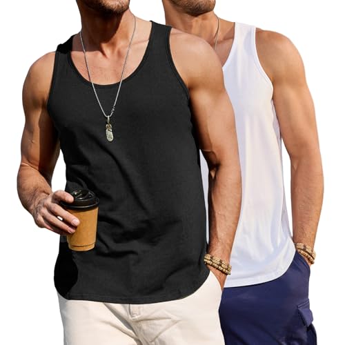 Wayleb T-shirt de alças para homem Basic Tank Top t-shirt para homem t-shirts sem mangas para músculos e corrida treino