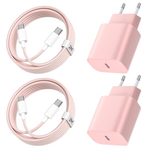 Kndaa Carregador de carregamento rápido para iPhone 16/16 Pro/16 Pro Max/16 Plus/15/15 Pro/15 Pro Max/15 Plus, 20 W 2 Pack carregador USB C tomada com 2 Pack 2 M USB Cabo, PD3.0 USB C Carregador para