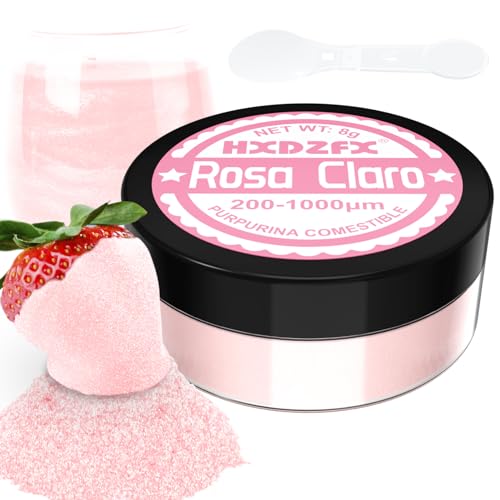 Purpurina comestível rosa claro - 100 % purpurina comestível peças de reposição adornos comestíveis para bolos, chocolate, madalenas, coquetel, confeitaria, creme, etc. (8 g)