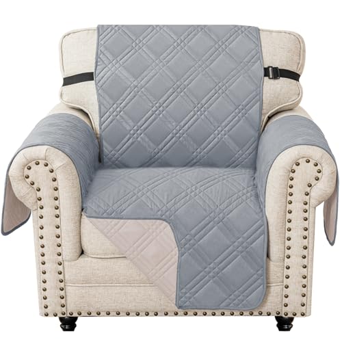 Ystyle Capa para sofá de 1 lugar, capas para sofá reversível, cobertura para sofá antiderrapante, protetor antimanchas, lavável, sofá Cover anti-arranhões anti-gatos, capas para sofá, cinzento claro