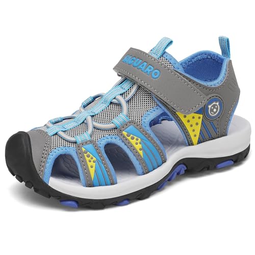 SAGUARO Sandálias fechadas para crianças Trekking verão sapatos ao ar livre respirável azul Gr.32