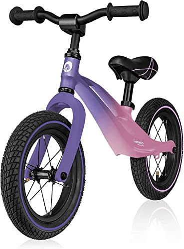 lionelo Bart Air Bicicleta sem pedais de 2 anos até 30 kg, quadro de magnésio, estilo desportivo, rodas de 12", altura do guiador e selim regulável, muito resistente e leve (violeta, Bart Air)