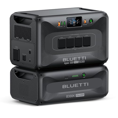 BLUETTI Apex 300 & B300K Gerador solar (novo 2025), 5529,6 Wh bateria LFP de suporte com 4 saídas CA de 3840 W (7680 W), energia modular para casa, autocaravanas e emergências