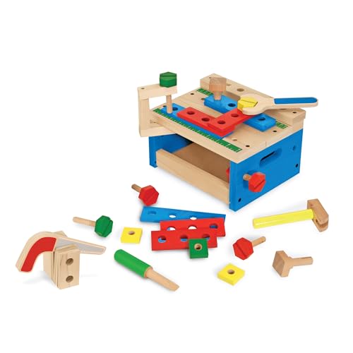 Melissa & Doug -9386 Banco de ferramentas de madeira, cor sortida