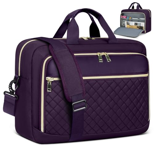 NEWHEY Bolsa para portátil mulher 17,3 polegadas mala professor mala porta-documentos grande mala computador portátil trabalho mala mala mala escritório bolsa universidade para viagem, Púrpura escuro