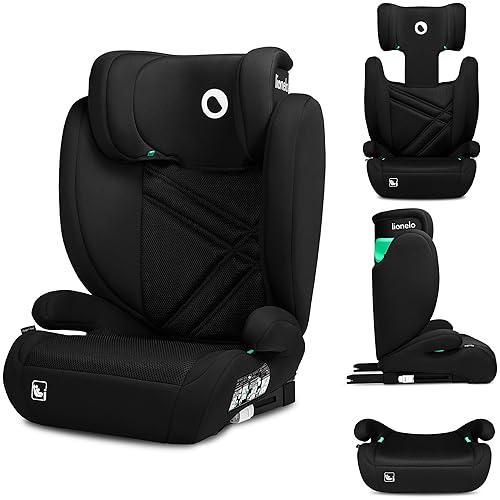 LIONELO HUGO I-SIZE Cadeira de carro para bebés, grupo 2 3, de 100 cm a 150 cm montagem ISOFIX encosto de cabeça Memory Foam ajustável proteção lateral apoios de braços confortáveis encosto removível