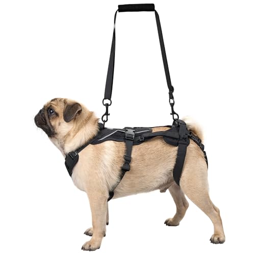 OneTigris Arnês para cães, Hopper pequeno suporte arnês ajustável com 2 asas para apoio e reabilitação adequado para cão pequeno preto S