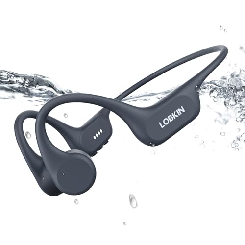 LOBKIN Auriculares de natação Bluetooth 5.4, aquáticos sem fios impermeáveis IP68 capacete de condução osea com reprodutor de 32 GB MP3 para nadar, ciclismo, correr