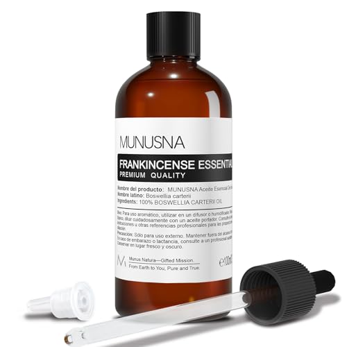 Óleo essencial de incenso 100 ml, MUNUSNA óleos essenciais para humidificador difusor de óleo, fragrância de incenso puro natural para melhor recuperação, óleo de frankincense óleo