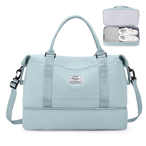 Bolsa de viagem para mulher, mala de desporto, mala de mão para bagagem, bolsa de ginásio impermeável, sacos de fim de semana para mulher, bolsa para hospital, bolsa de natação para praia, azul e