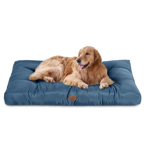 Bedsure Cama cão impermeável extra grande - 120 x 90 x 10 cm, colchão cão lavável, almofada cão anti-pêlo e suave, azul, XXL