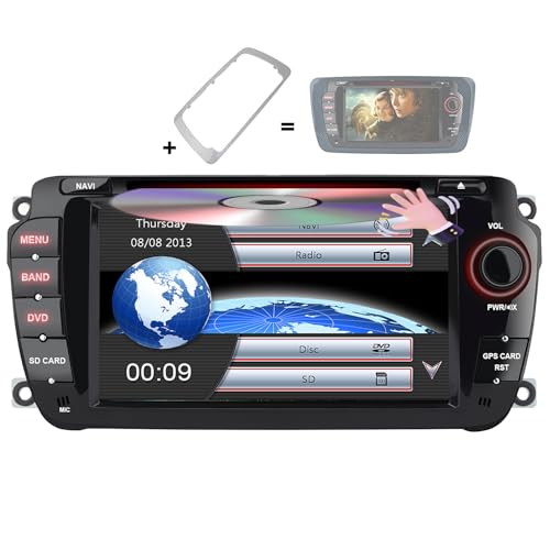 AWESAFE Rádio de carro de 7 polegadas com ecrã tátil 2 DIN para VW Seat Ibiza 2009-2013, autorrádio com Bluetooth/GPS/FM/RDS/CD DVD/USB/SD, suporte comandos volante, Mirrorlink e estacionamento