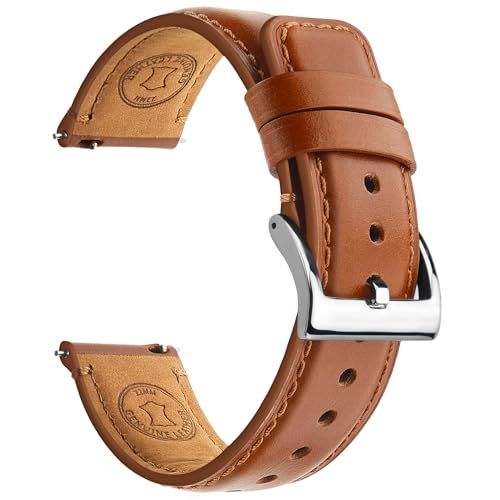 Fullmosa Pulseira de relógio 22 mm 20 mm 18 mm, correia de couro de libertação rápida, correia de substituição para homens / mulheres, correia de relógio para Samsung Galaxy Watch/Huawei Smart Watch