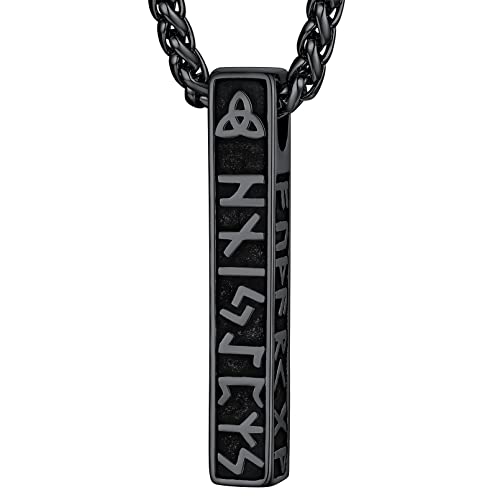 FaithHeart Colar de viking runas de aço inoxidável 316L homem mulher letras tapetes rúnicos jóias espiritual nórdico de talismã de família casais