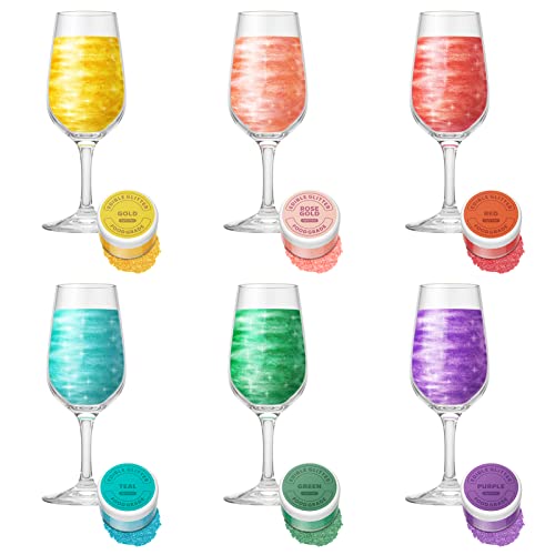 Purpurina comestível para bebidas, 6 cores, Waysroma Purpurina comestível substituição inssípido Sprinkles substituição comestível para licor, cocktails, vinho, cerveja, champanhe, sumo