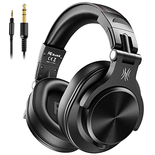 OneOdio Auriculares DJ, auriculares microfone com cancelamento de ruído, auriculares com cabo para PC, auriculares de estúdio HiFi para monitor de gravação AMP, guitarra, piano, E-Drum, preto